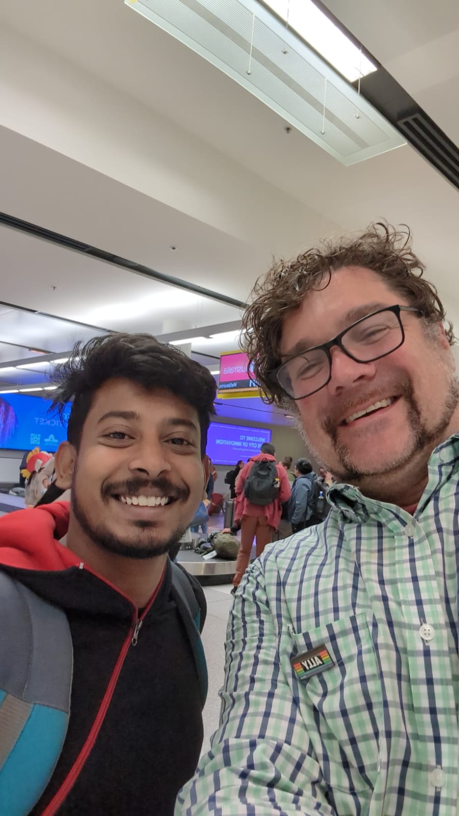 Ivo and Priyam at the airport